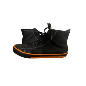 Harley Davidson Black and Orange High-Top Sneakers